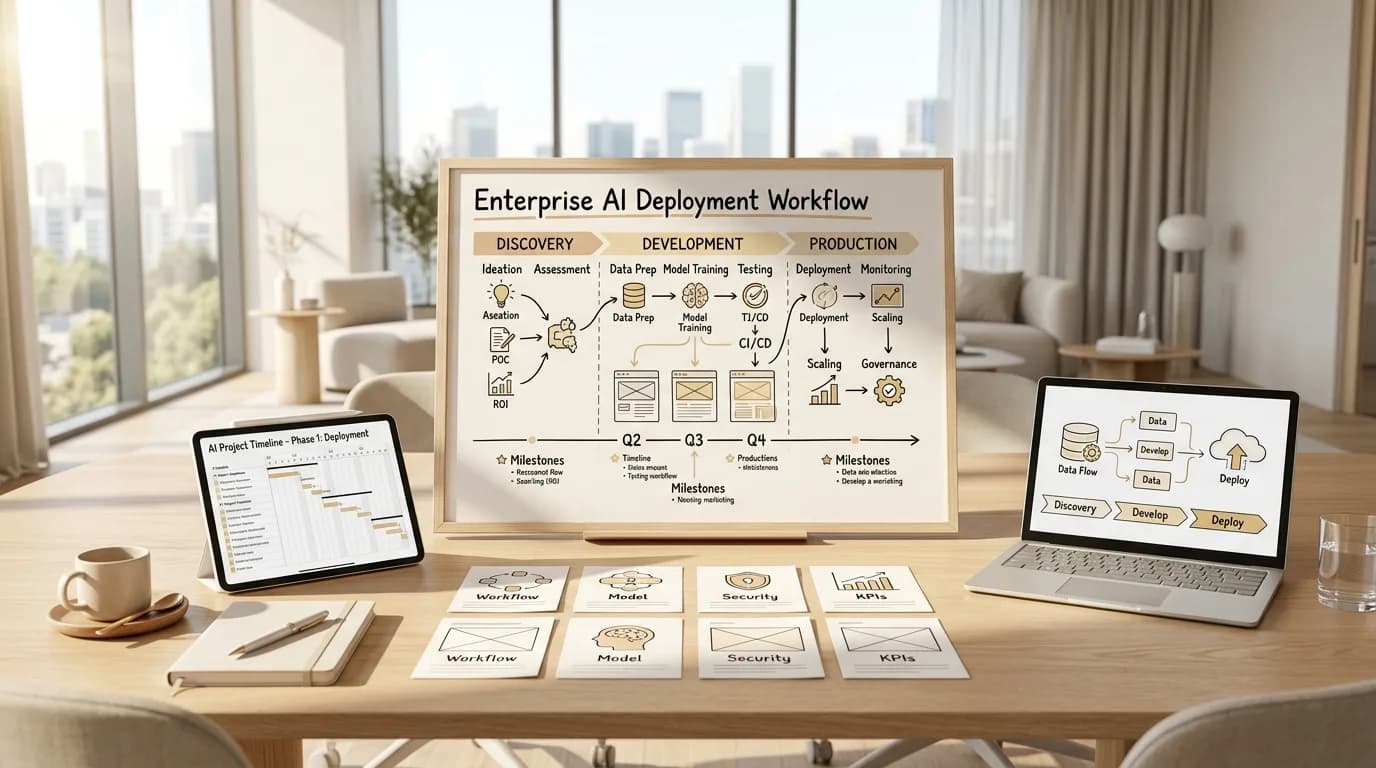 Enterprise AI Deployment Workflow Graphic Board