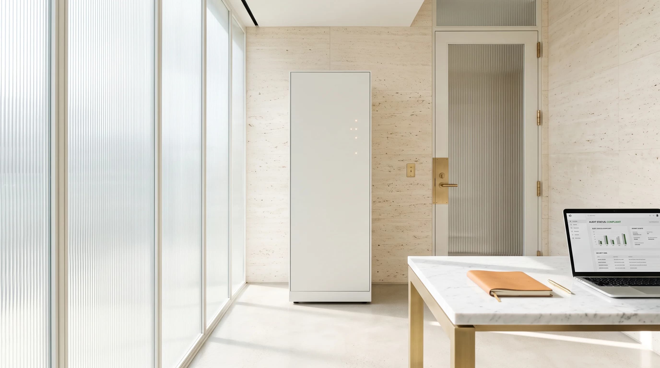 Sovereign enterprise technology vault illuminated by daylight