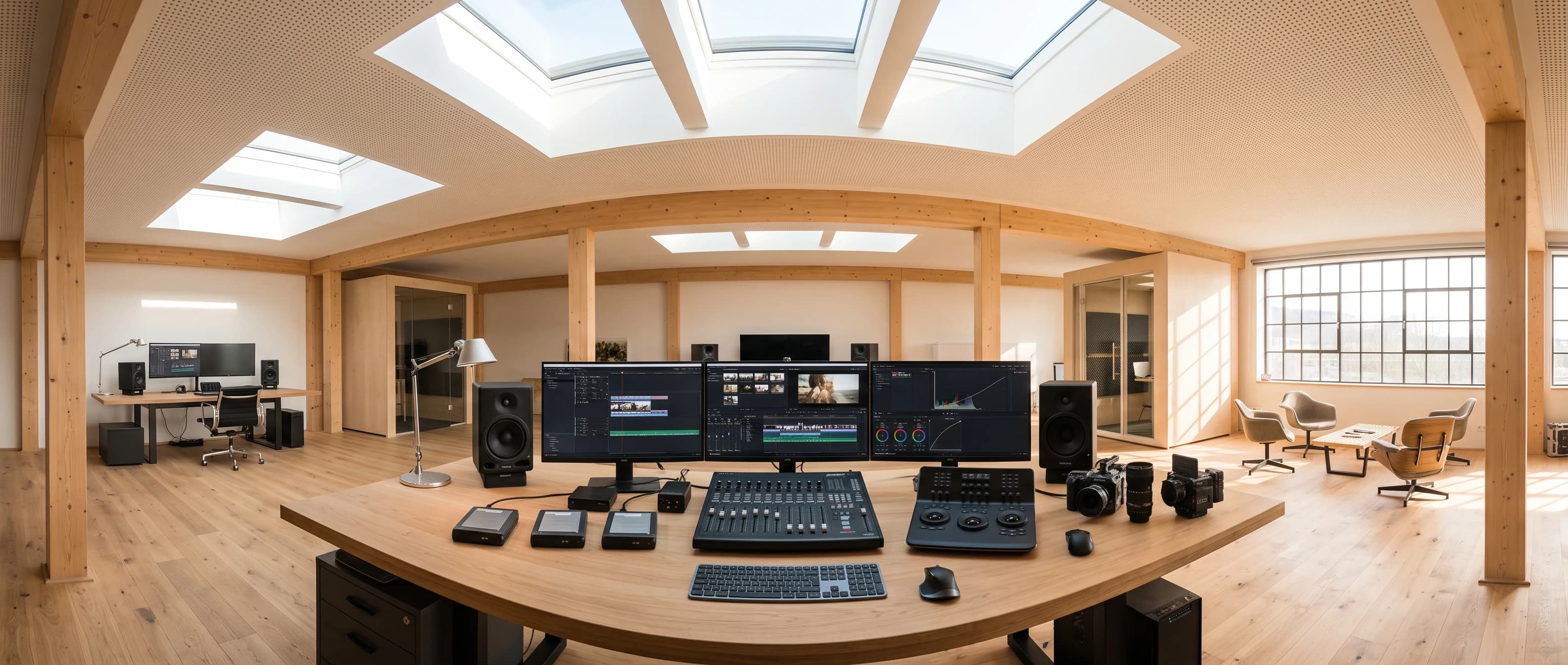 Studio cloud architecture blueprint and content supply chain orchestration in bright daylight